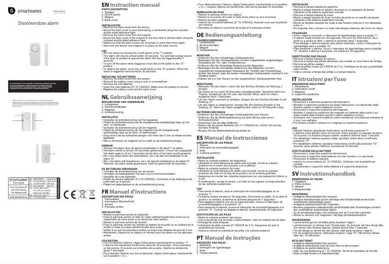 Page n°1 - Manuel utilisateur Smartwares SMA-40250