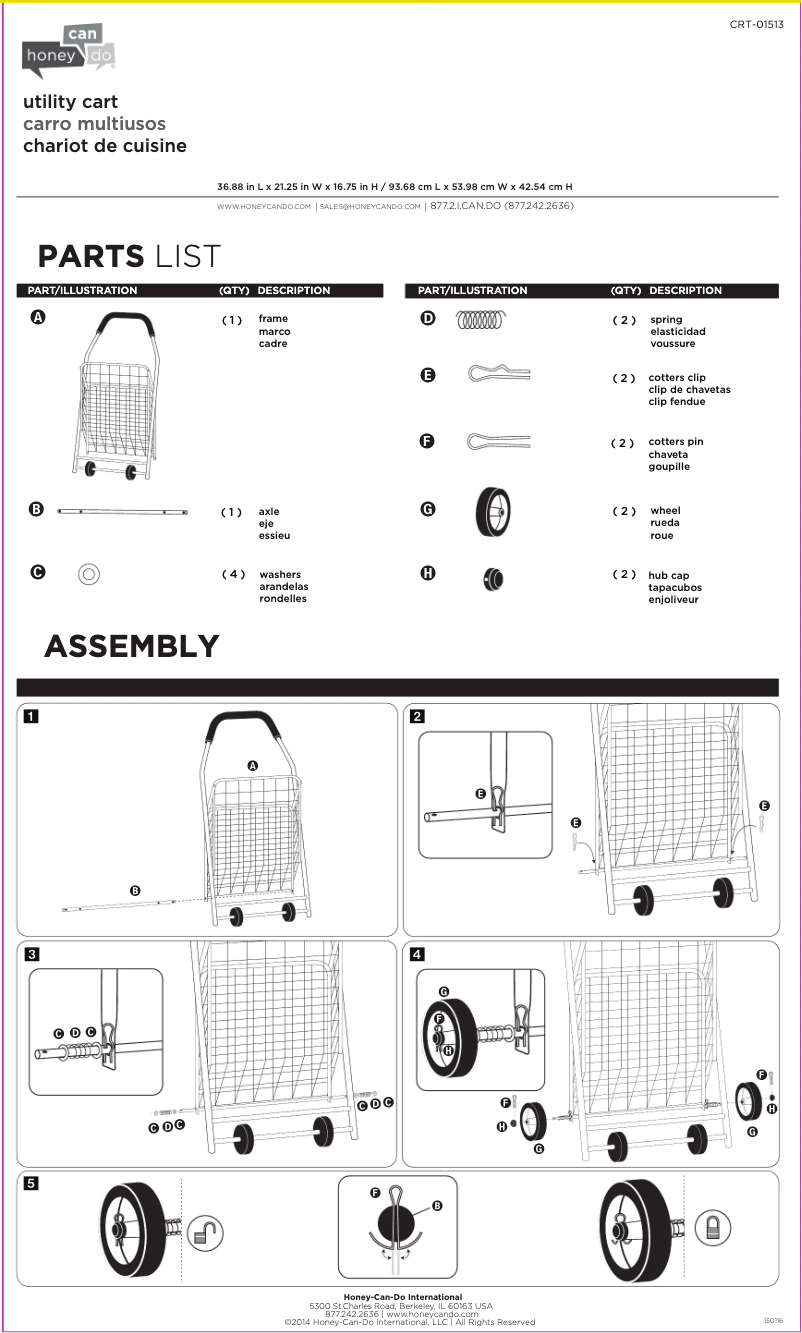 Page n°1 - Manuel utilisateur Honey-Can-Do CRT-01513
