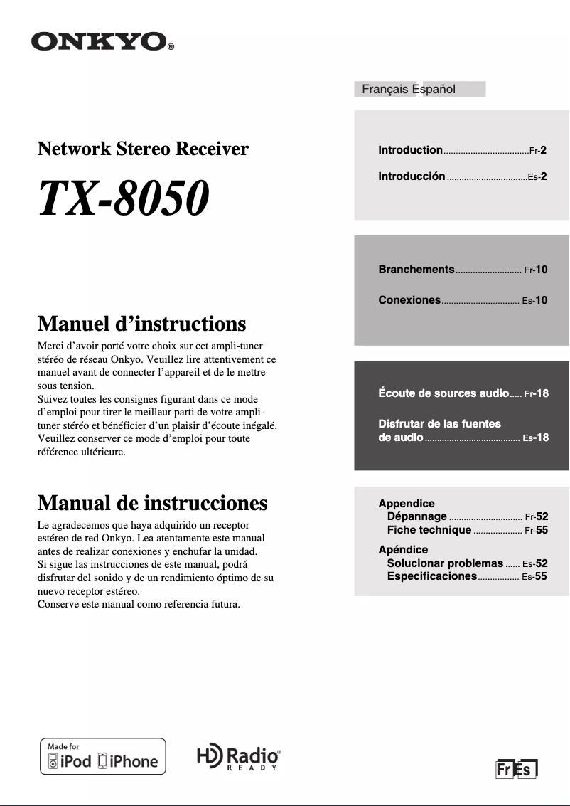 Image de la première page du manuel de l'appareil TX-8050