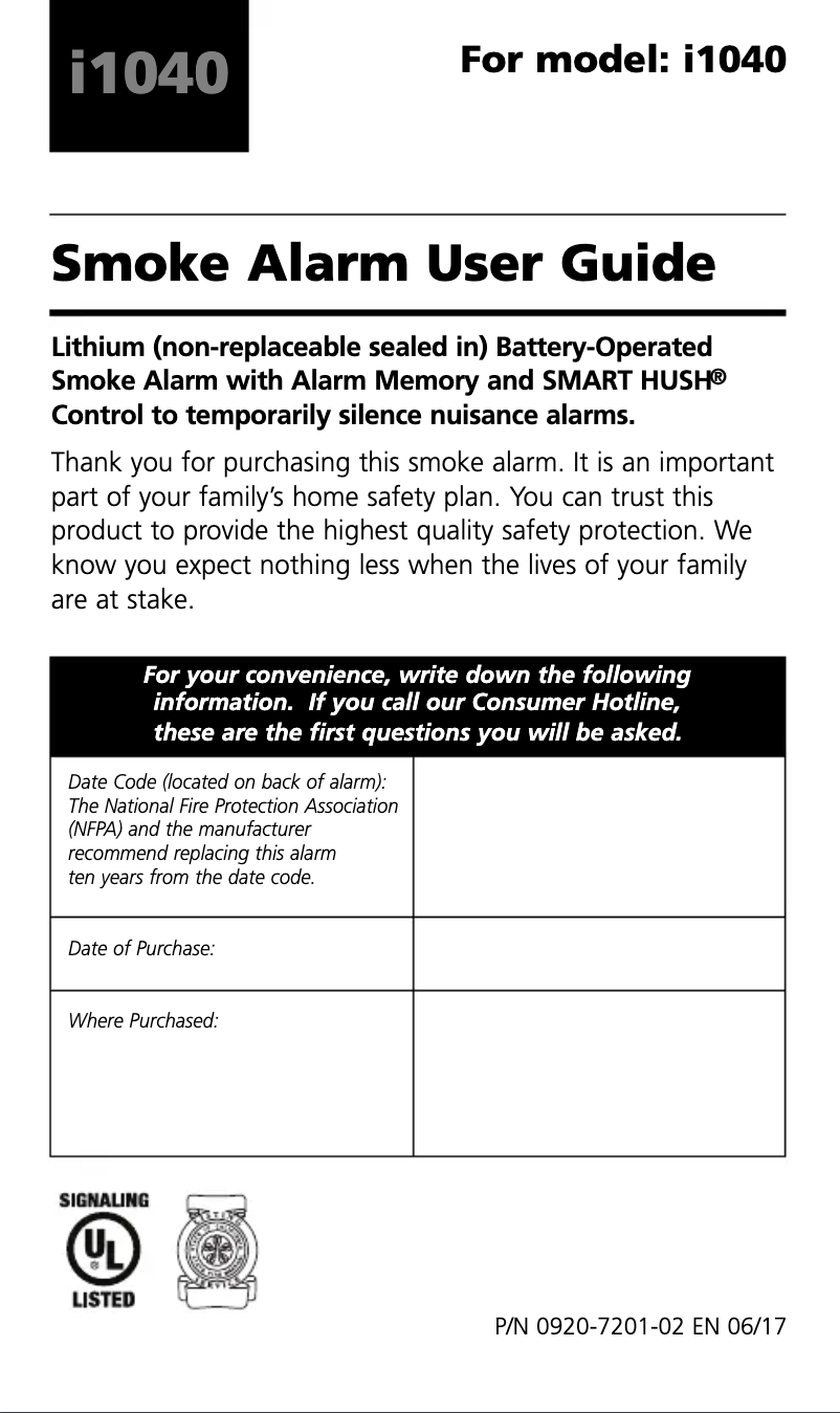 Image de la première page du manuel de l'appareil i1040