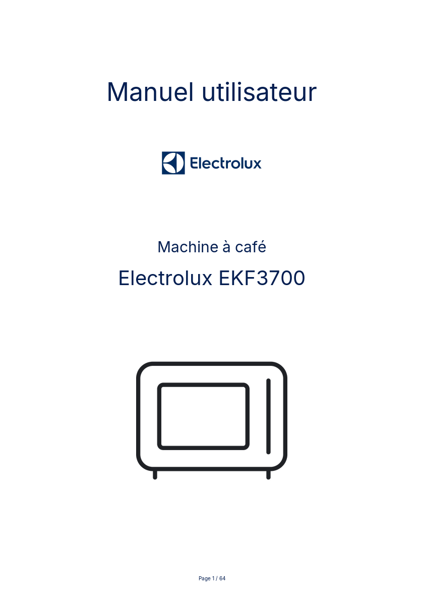 Page n°1 - Manuel utilisateur Electrolux EKF3700