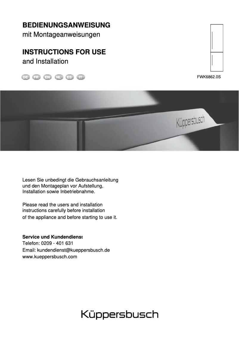 Page 1 de la notice Manuel utilisateur Küppersbusch FWK6862.0S