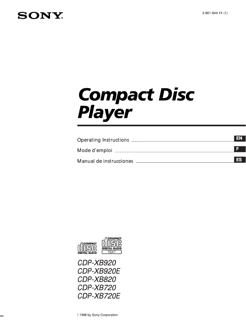 Imagen de la primera página del manual del dispositivo CDP-XB920E