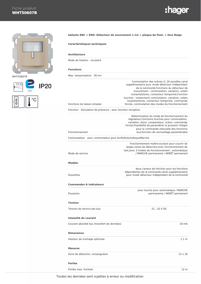 Image de la première page du manuel de l'appareil WHT50607B