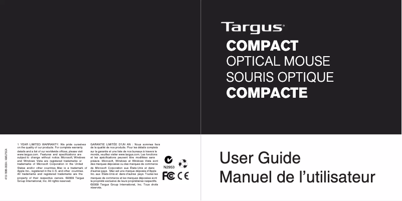 Page n°1 - Manuel utilisateur Targus AMU75CA