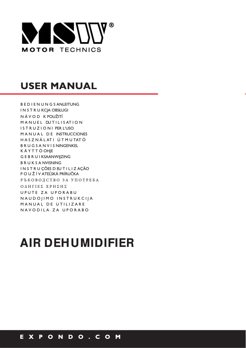 Page n°1 - Manuel utilisateur MSW MSW-DEH-V1 C60
