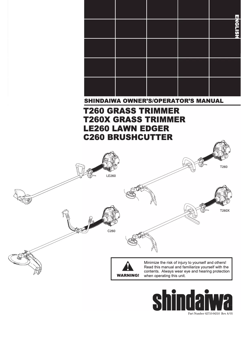 Página 1 del manual Manual de usuario Shindaiwa T260X