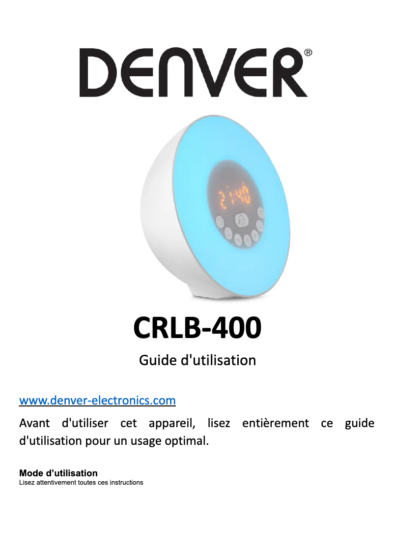 Page 1 de la notice Manuel utilisateur Denver CRLB-400