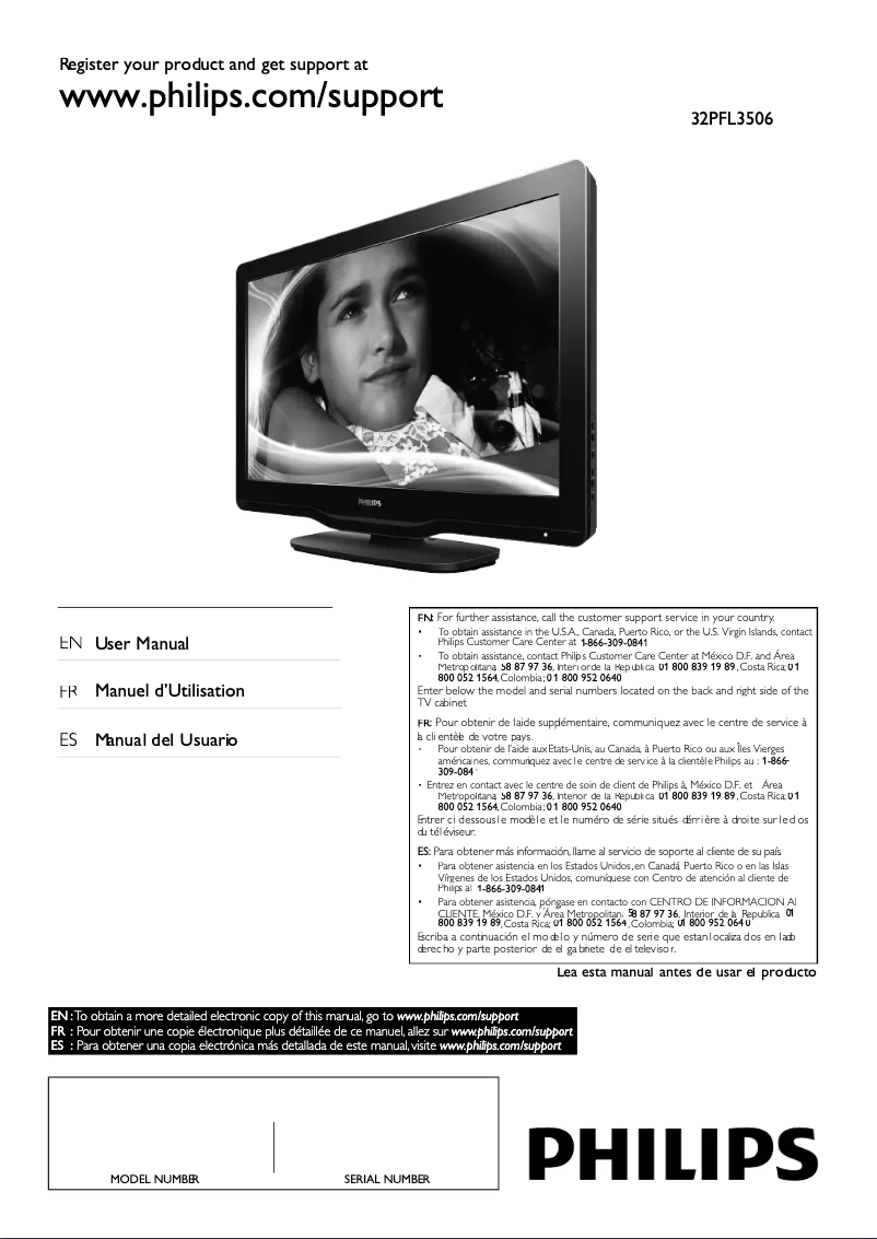 Page 1 de la notice Manuel utilisateur Philips 32PFL3506