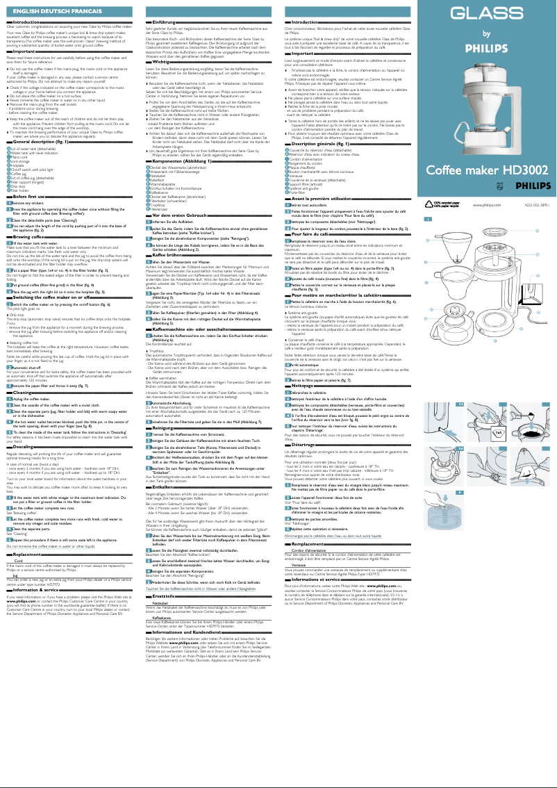 Page 1 de la notice Manuel utilisateur Philips HD3002