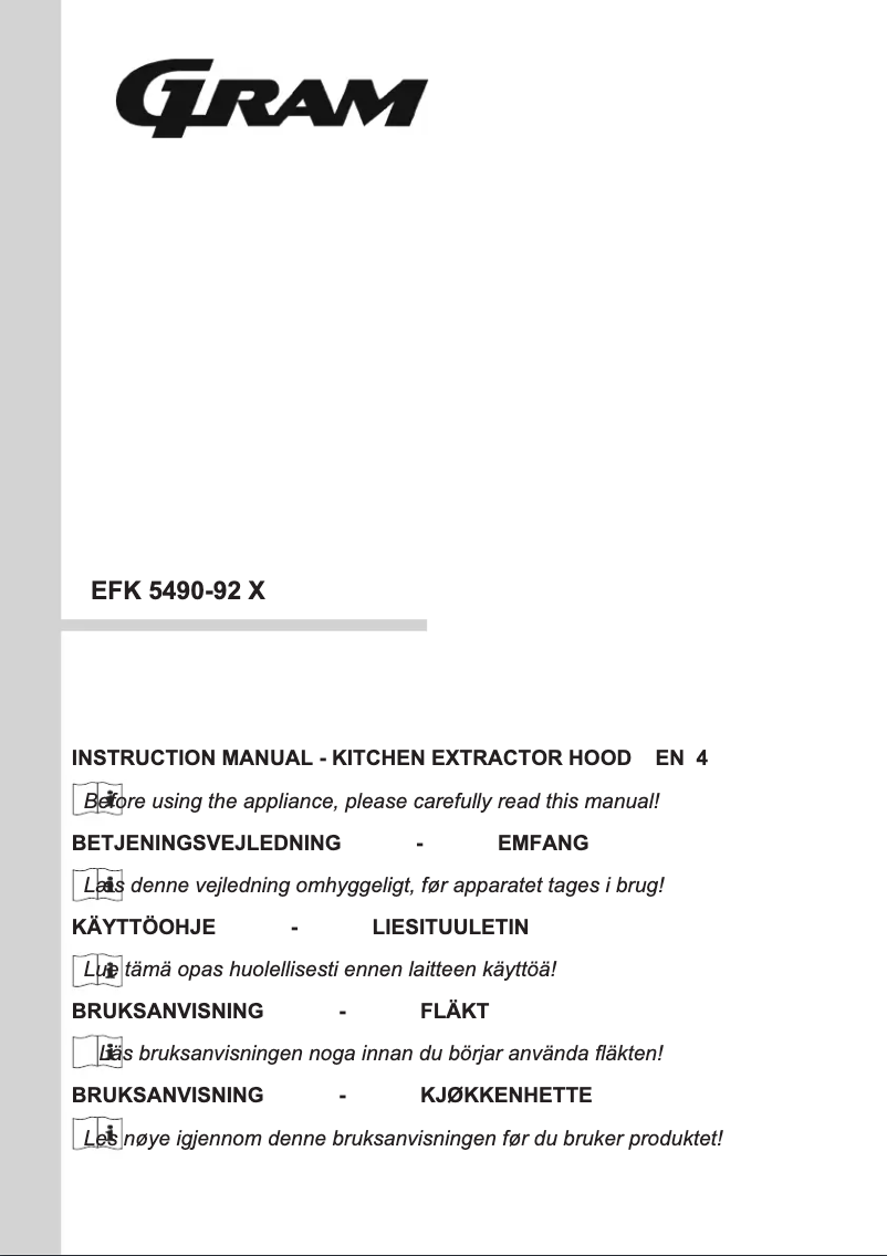 Page 1 de la notice Manuel utilisateur Gram EFK 5490-92 X