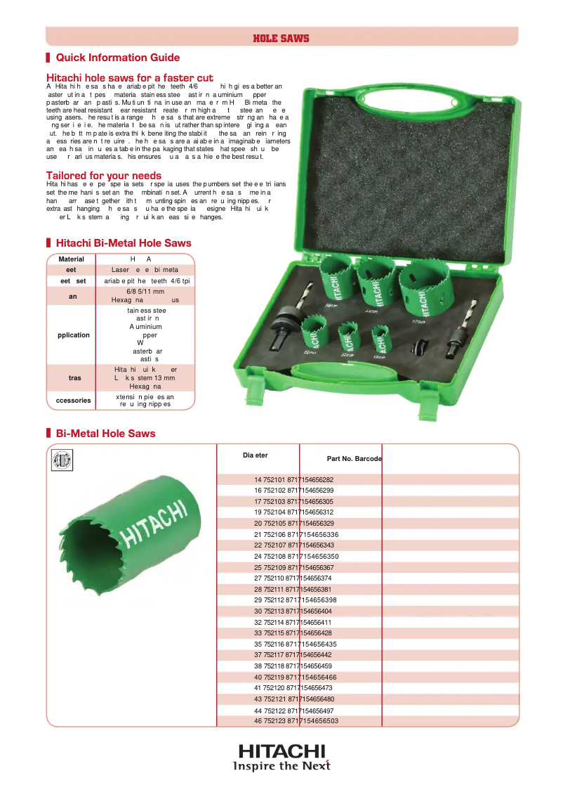 Page 1 de la notice Manuel utilisateur Hitachi 752133