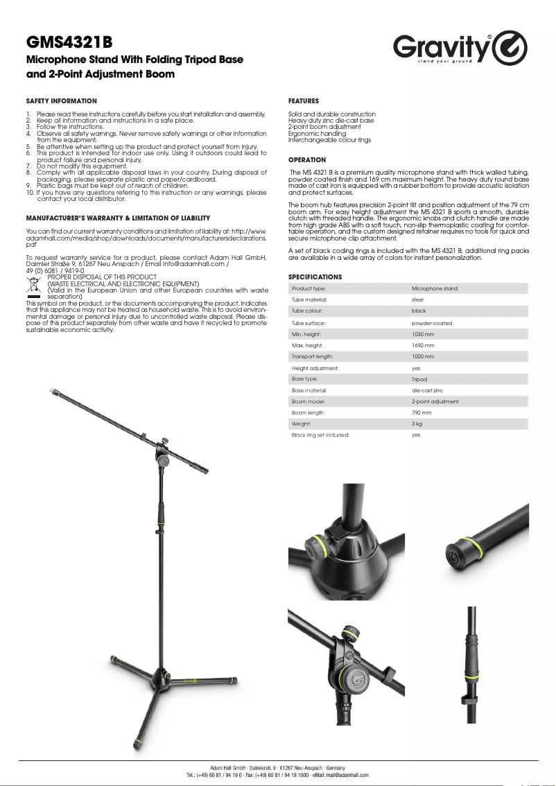 Page n°1 - Manuel utilisateur Gravity GMS4321B