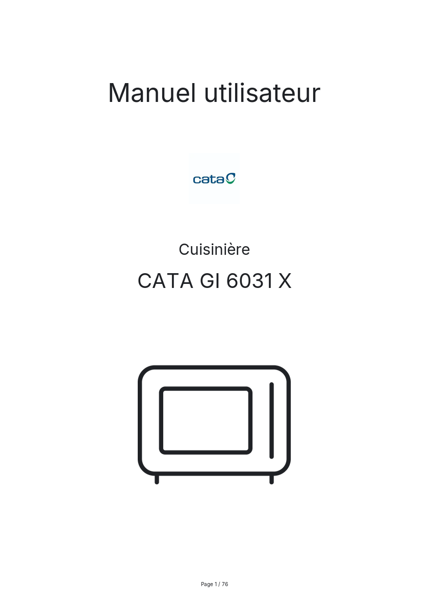 Page n°1 - Manuel utilisateur CATA GI 6031 X