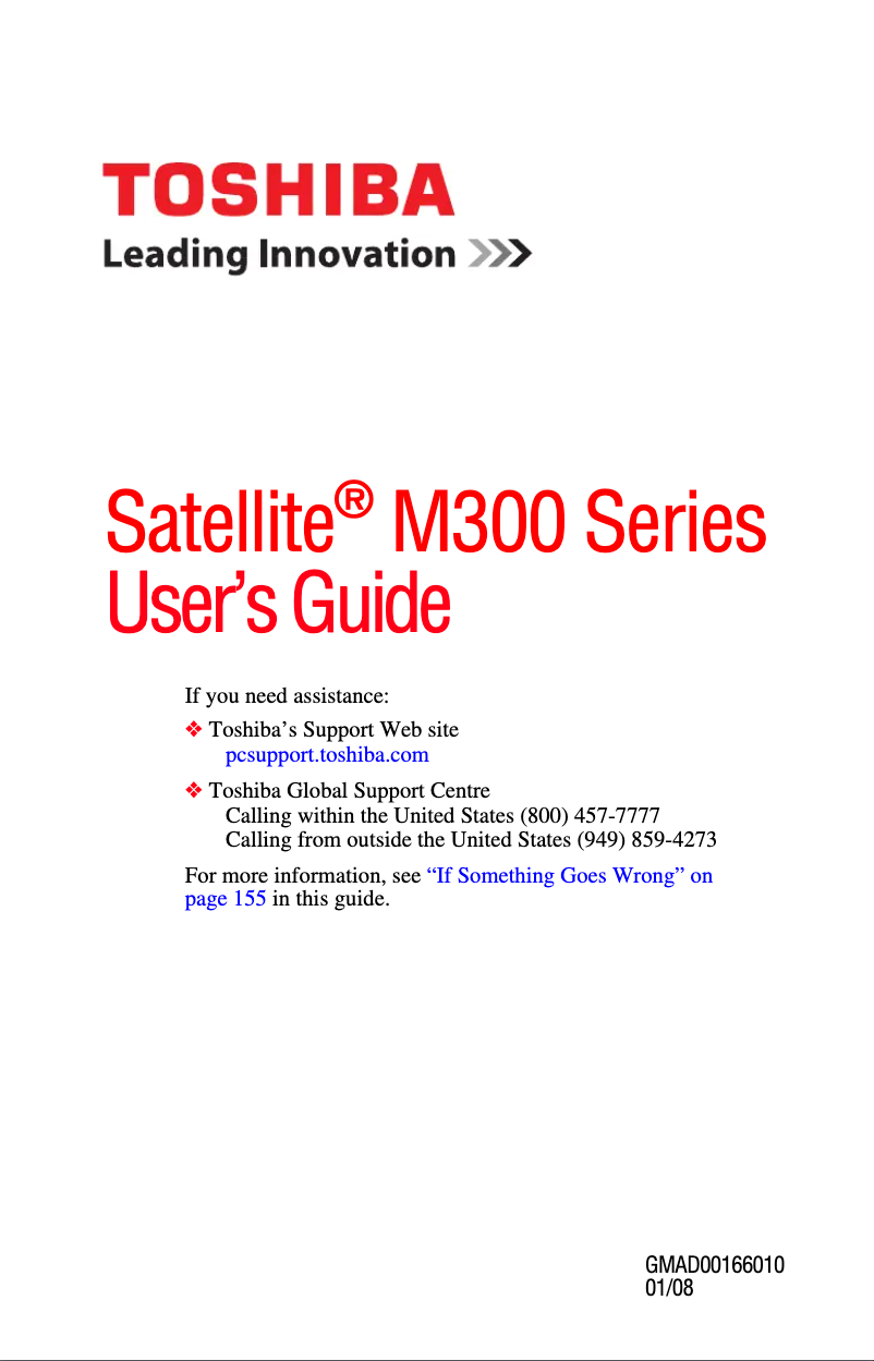 Page 1 de la notice Manuel utilisateur Toshiba Satellite M305