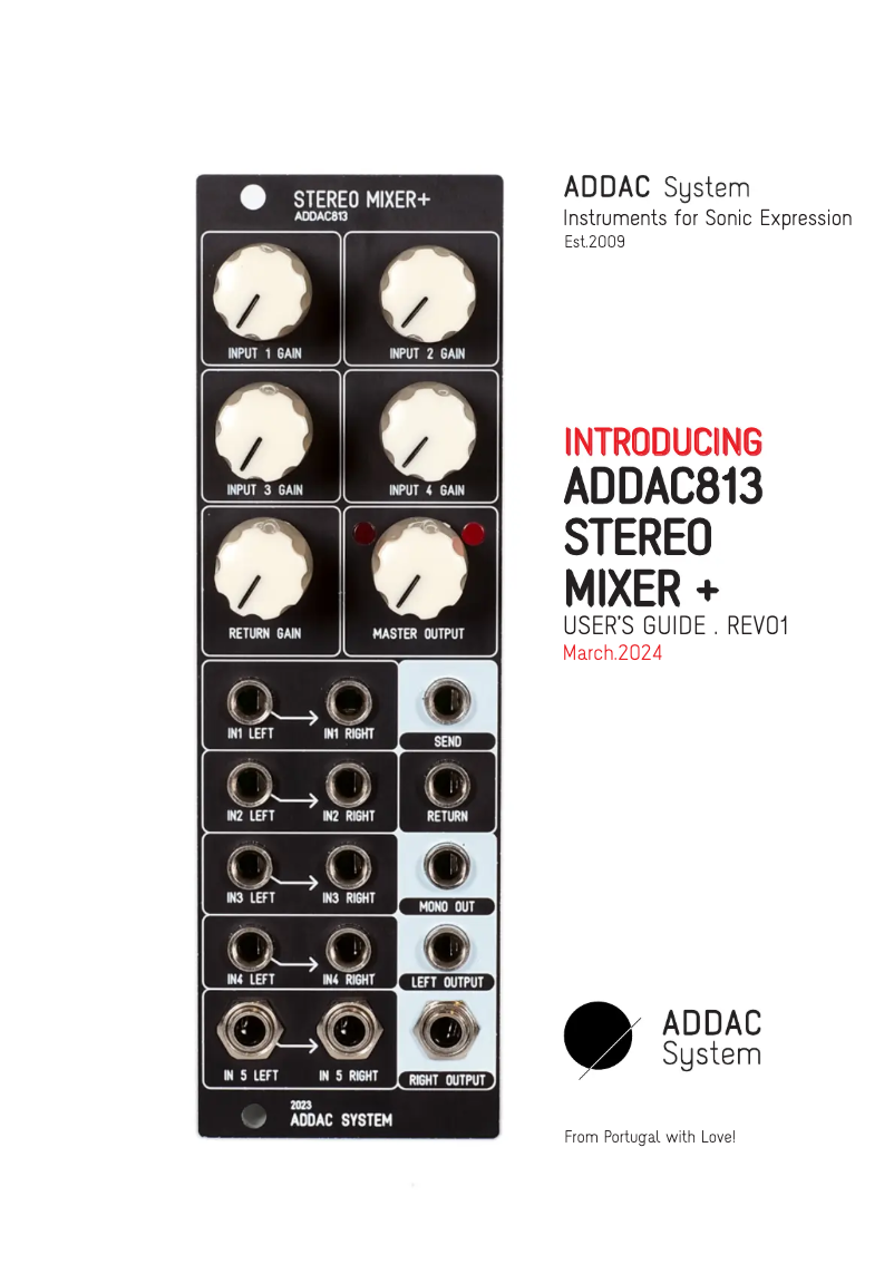 Page n°1 - Manuel utilisateur ADDAC System ADDAC813