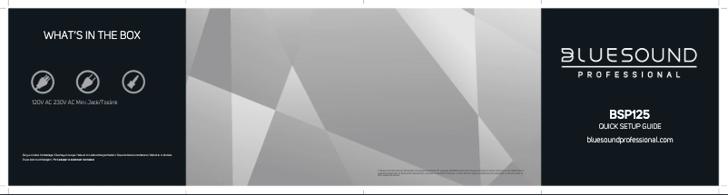 Page 1 de la notice Guide de démarrage rapide Bluesound BSP125