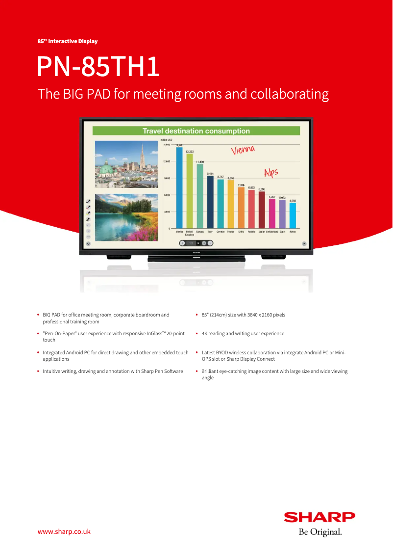 Page 1 de la notice Fiche technique Sharp PN-85TH1