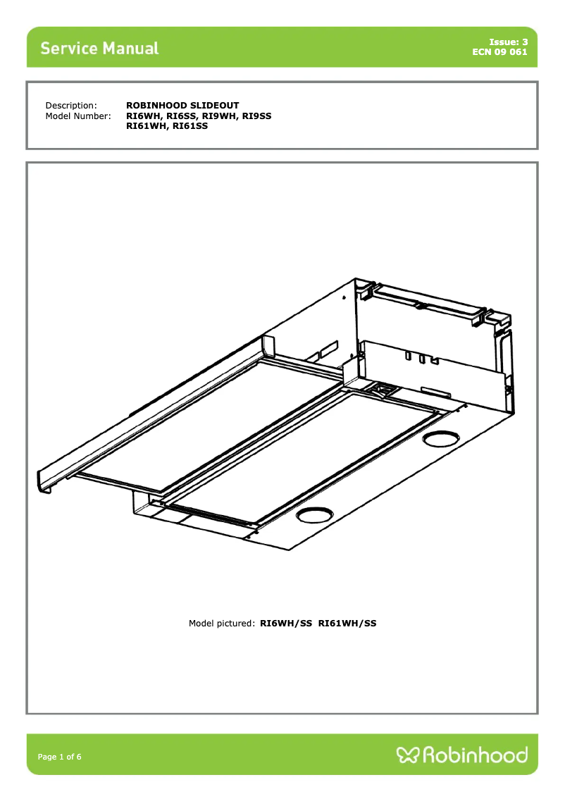 Página 1 del manual Ficha técnica Robinhood RI61SS