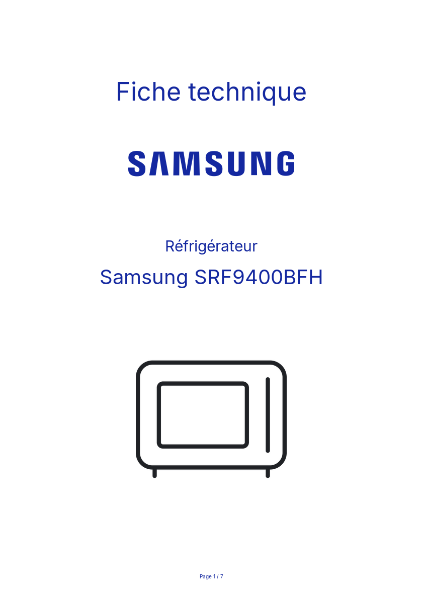 Page n°1 - Fiche technique Samsung SRF9400BFH