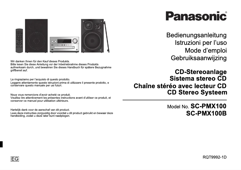Page n°1 - Manuel utilisateur Panasonic SC-PMX100