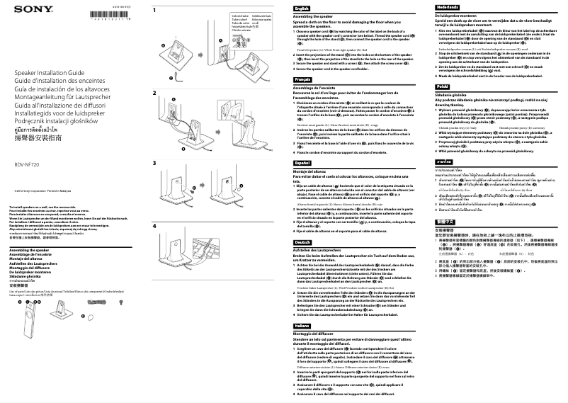 Page 1 de la notice Guide d'installation Sony BDV-NF720