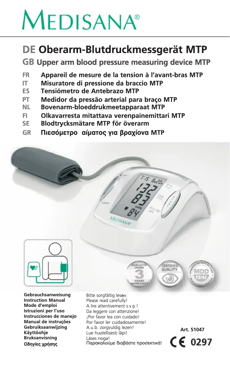 Página 1 del manual Manual de usuario Medisana MTP Jubi 51047