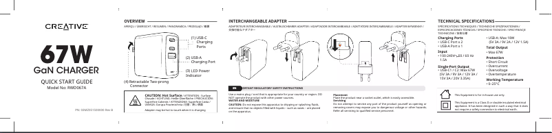 First page image of the manual for RWD067A