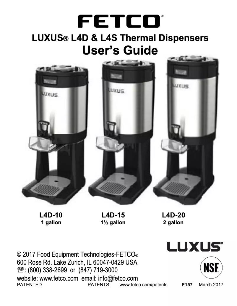 Page n°1 - Manuel utilisateur Fetco Luxus L4S-15