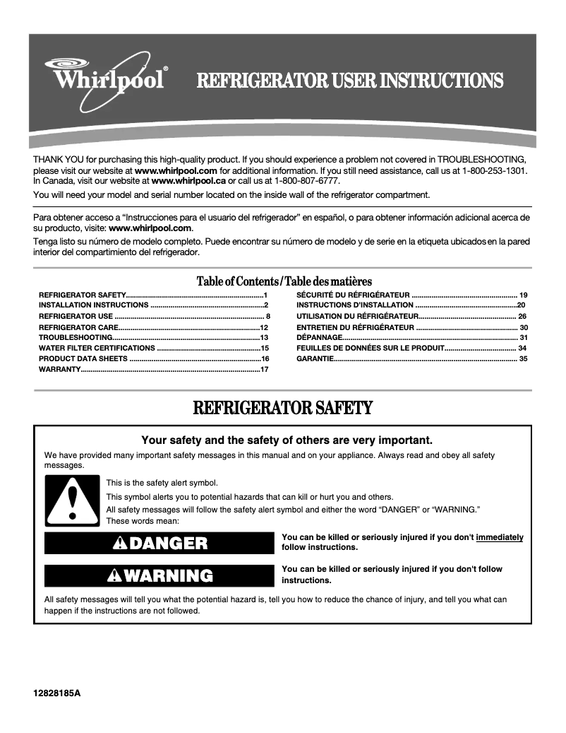 Page 1 de la notice Manuel utilisateur Whirlpool GI5FSAXVY