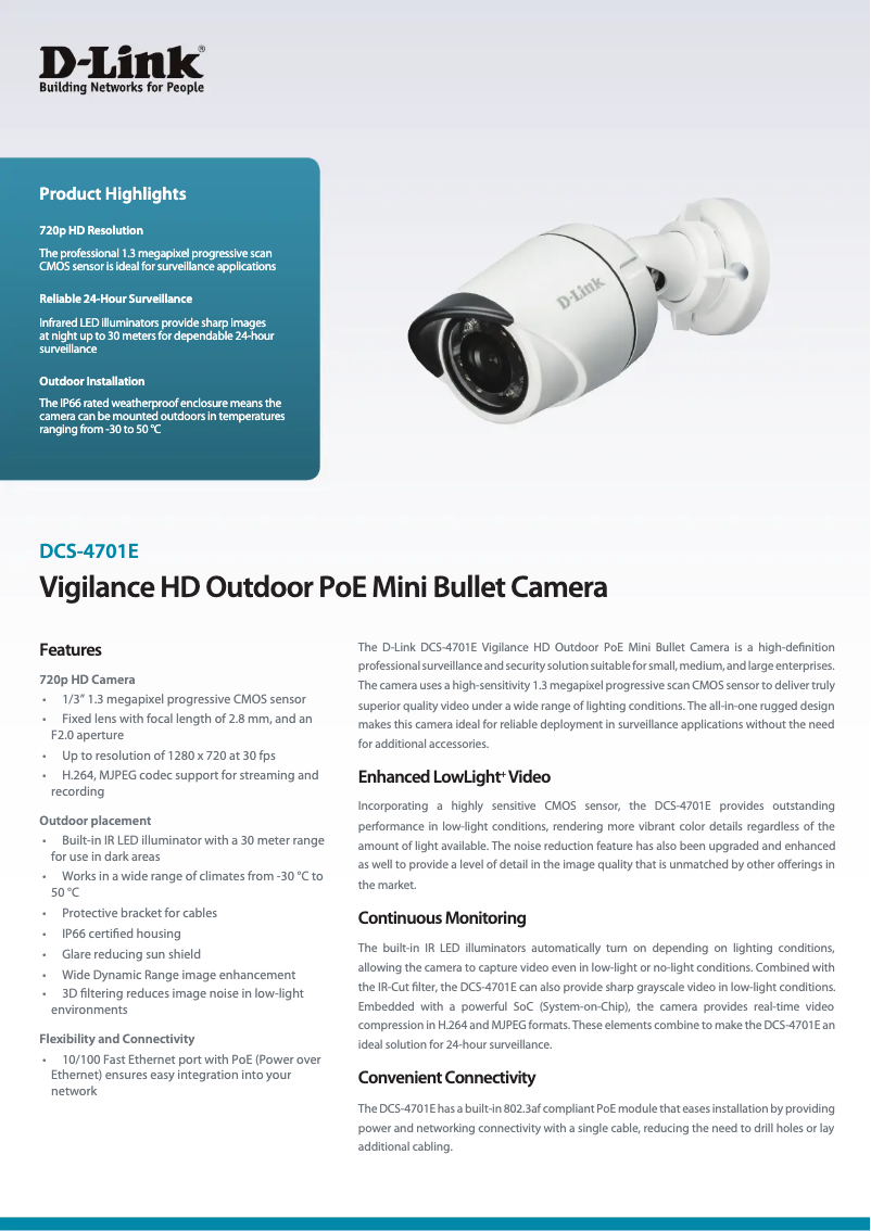 Page 1 de la notice Fiche technique D-Link DCS-4701E