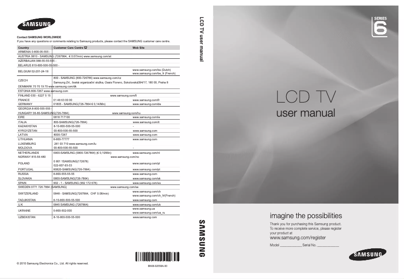 Page n°1 - Manuel utilisateur Samsung LE32C652L2W