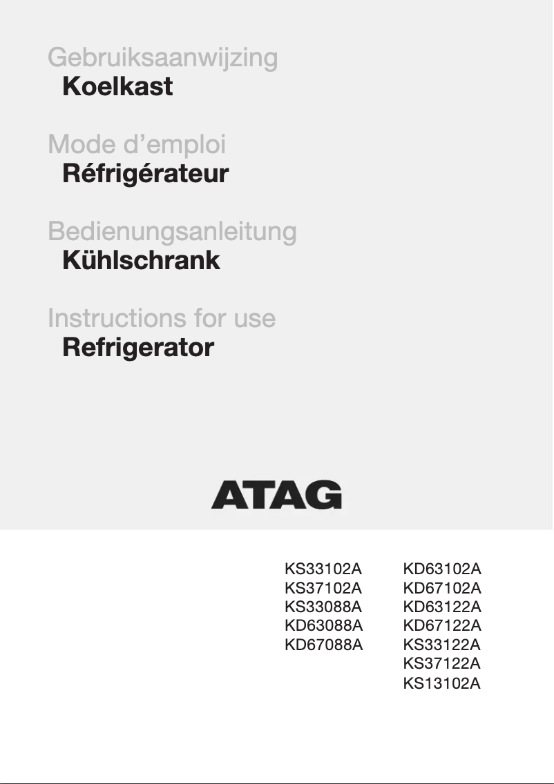 Page 1 de la notice Manuel utilisateur Atag KD67088A