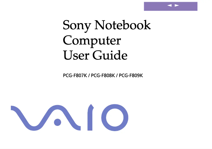 Page 1 de la notice Manuel utilisateur Sony Vaio PCG-F809K