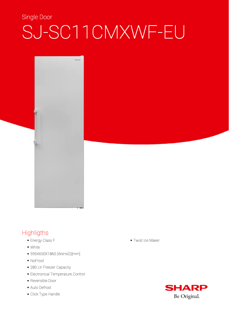 Page 1 de la notice Fiche technique Sharp SJ-SC11CMXWF-EU
