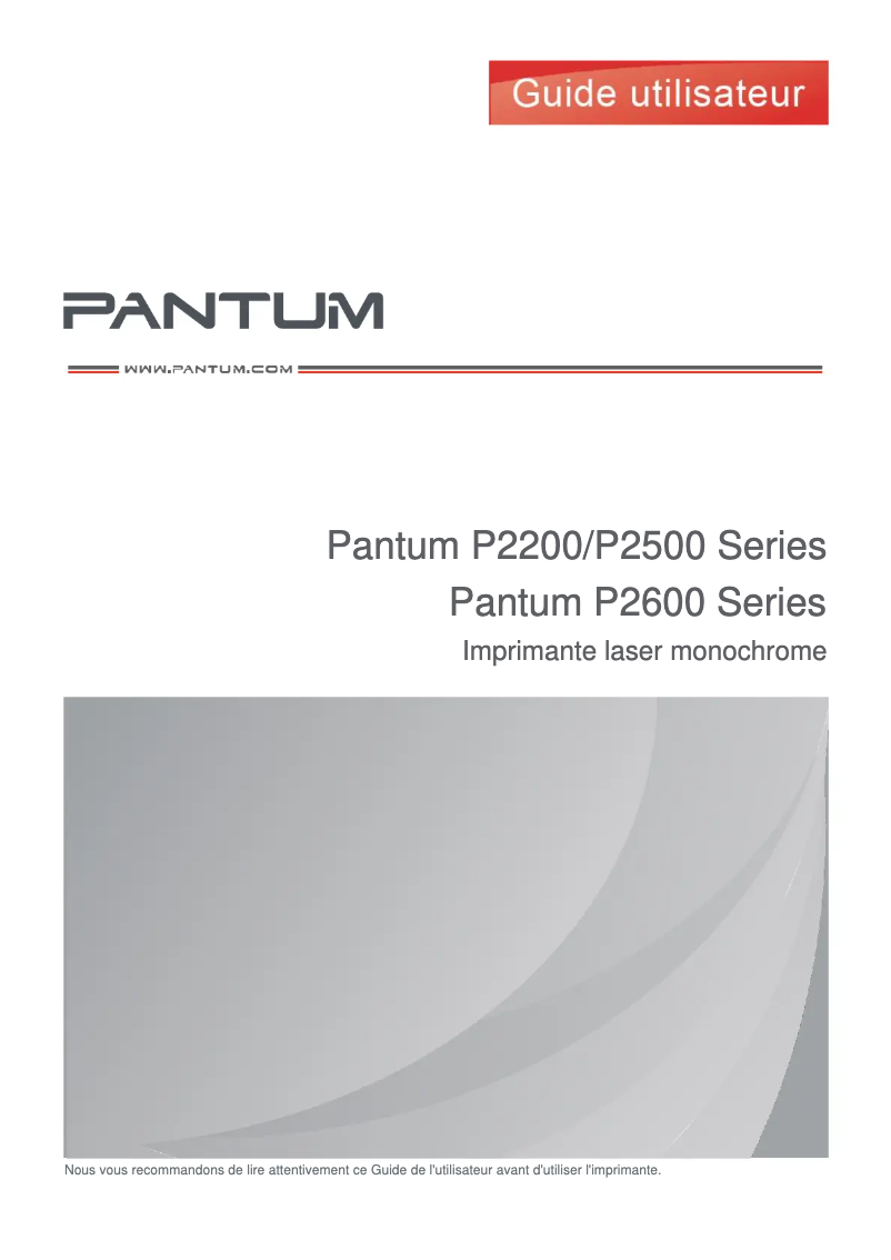 Page 1 de la notice Manuel utilisateur Pantum P2500W