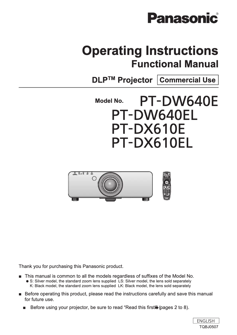 Página 1 del manual Manual de usuario Panasonic PT-DX610