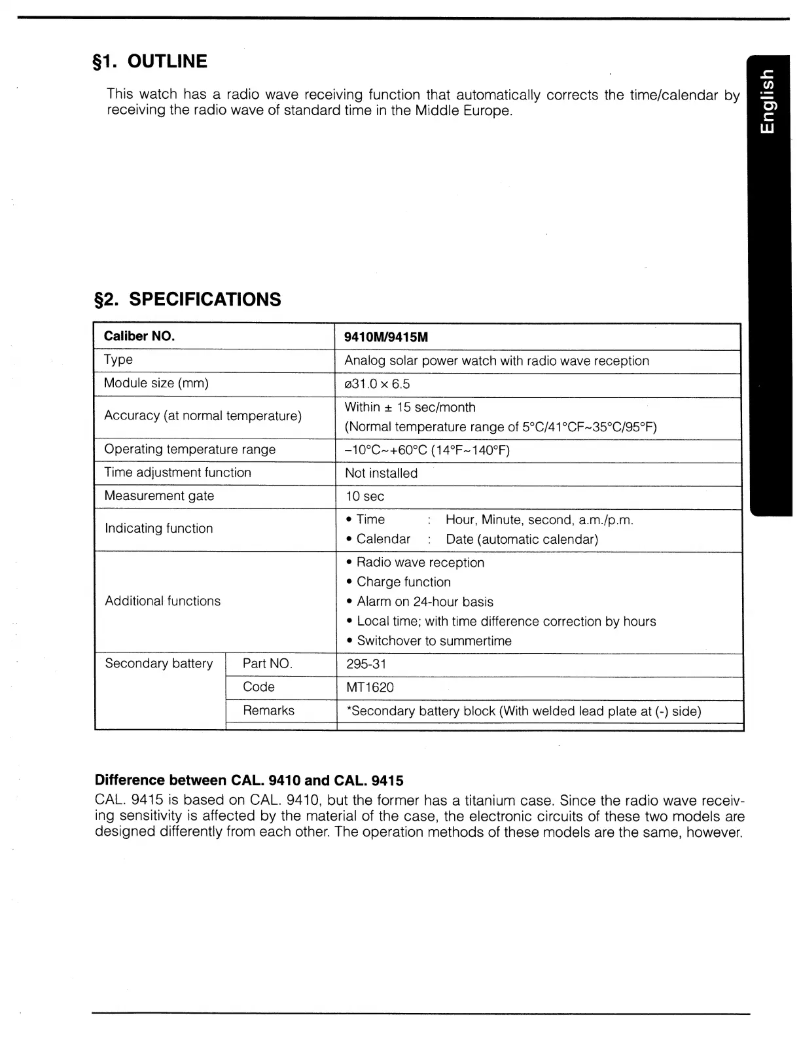Image de la première page du manuel de l'appareil CAL 9415
