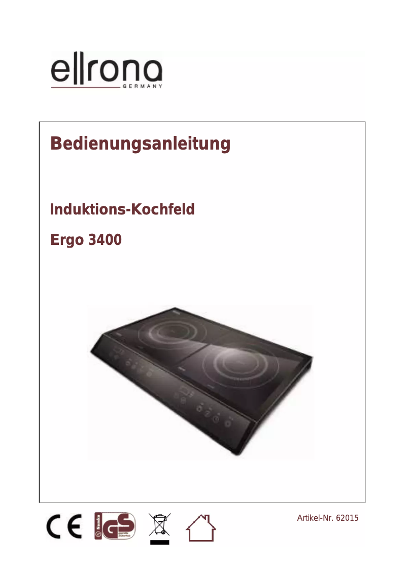 Page 1 de la notice Manuel utilisateur Ellrona Ergo 3400
