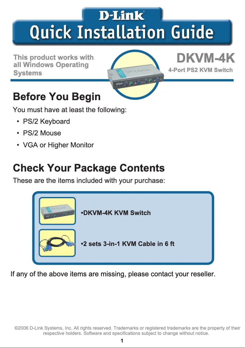 Image de la première page du manuel de l'appareil DKVM-4K