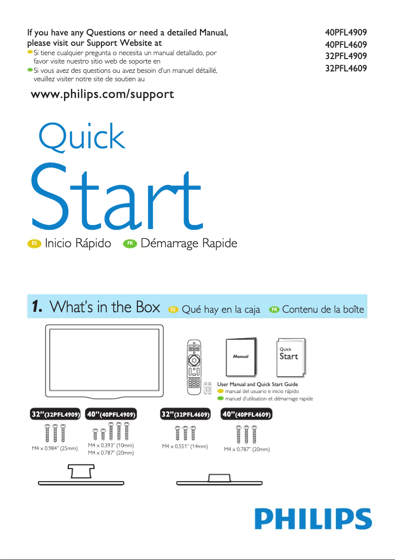 Page 1 of the manual Quick Start Guide Philips 28PFL4509