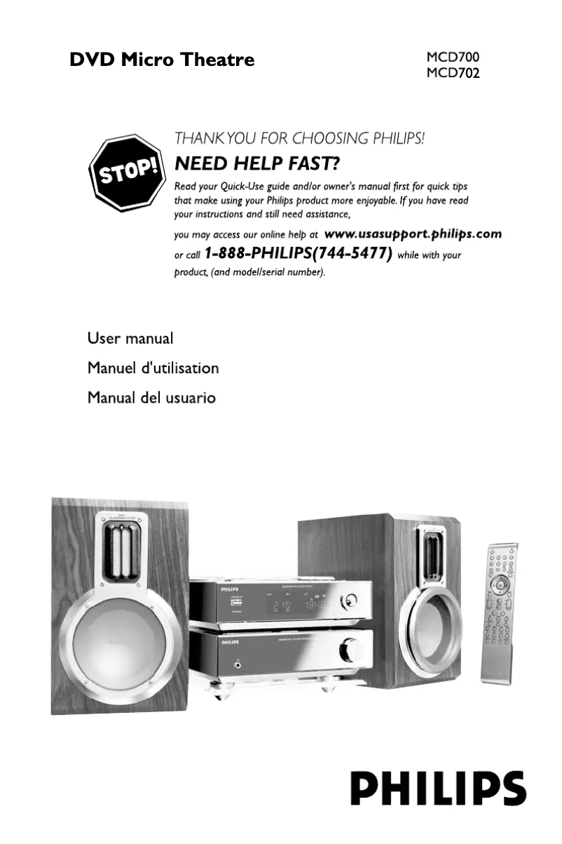 Page 1 de la notice Manuel utilisateur Philips MCD700