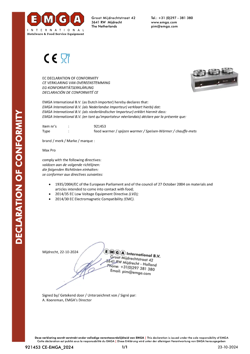 Page 1 de la notice Manuel utilisateur Max Pro 921453