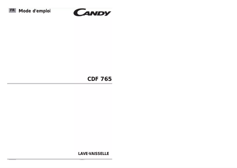 Page 1 de la notice Manuel utilisateur Candy CDF 765-47