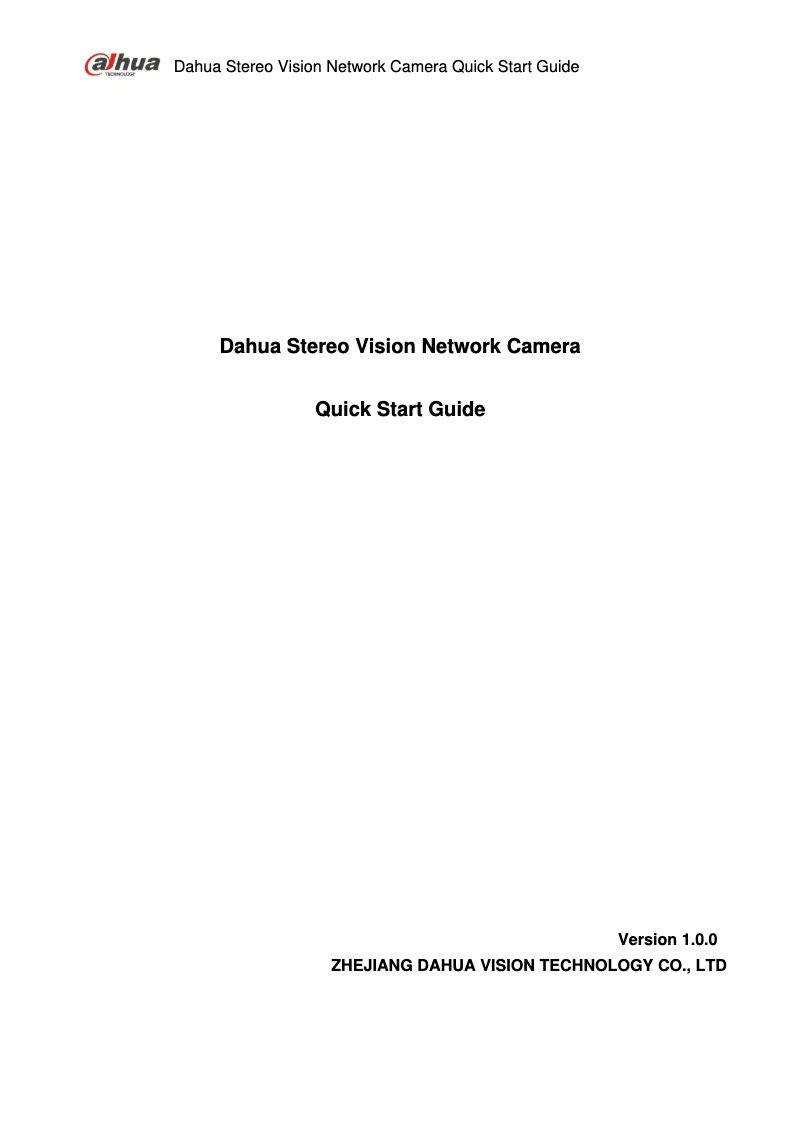 Page n°1 - Manuel utilisateur Dahua Technology Pro IPC-HDW8341X-3D
