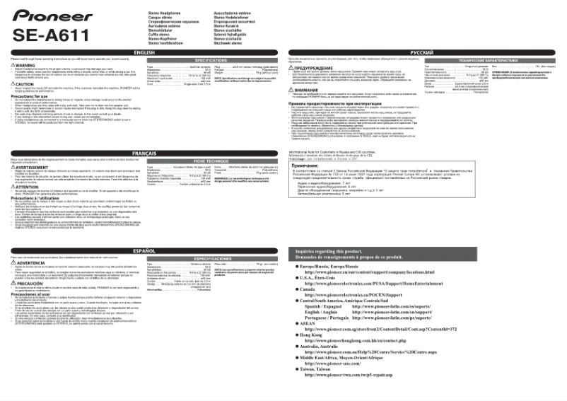 Image de la première page du manuel de l'appareil SE-A611