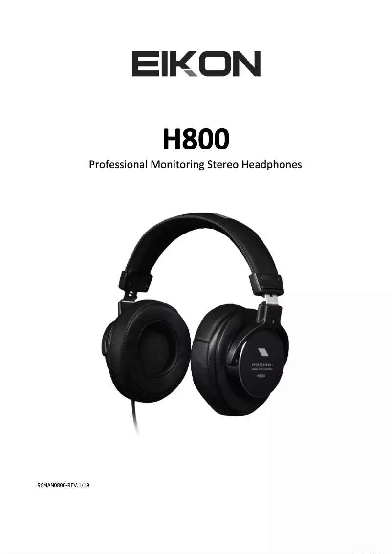 Page n°1 - Manuel utilisateur Eikon H800
