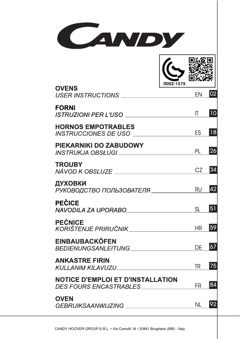 Page n°1 - Manuel utilisateur Candy FCXE625VNX/E