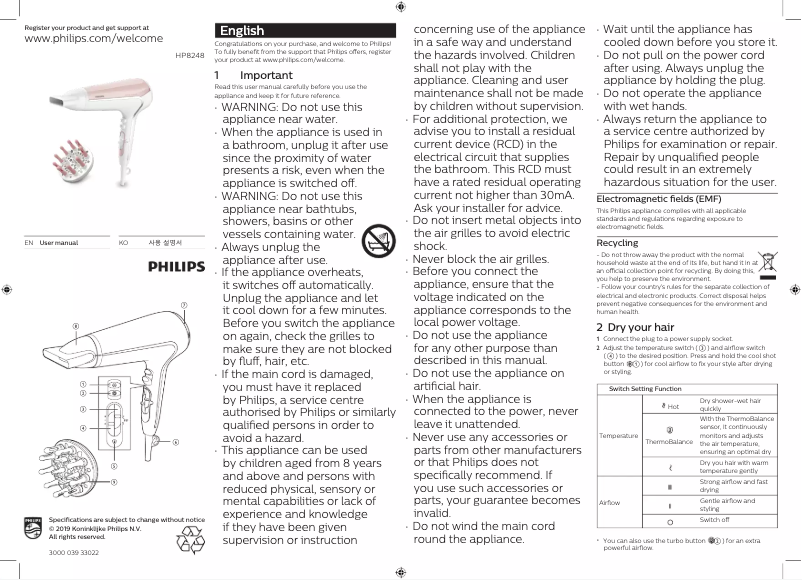 Page n°1 - Manuel utilisateur Philips HP8248