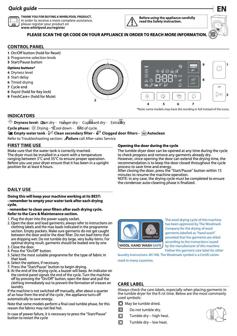 Page n°1 - Label énergétique Whirlpool FFT M11 9X2BY EE